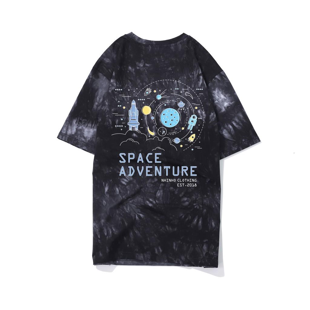 Áo thun unisex loang màu form rộng tay lỡ Adventure