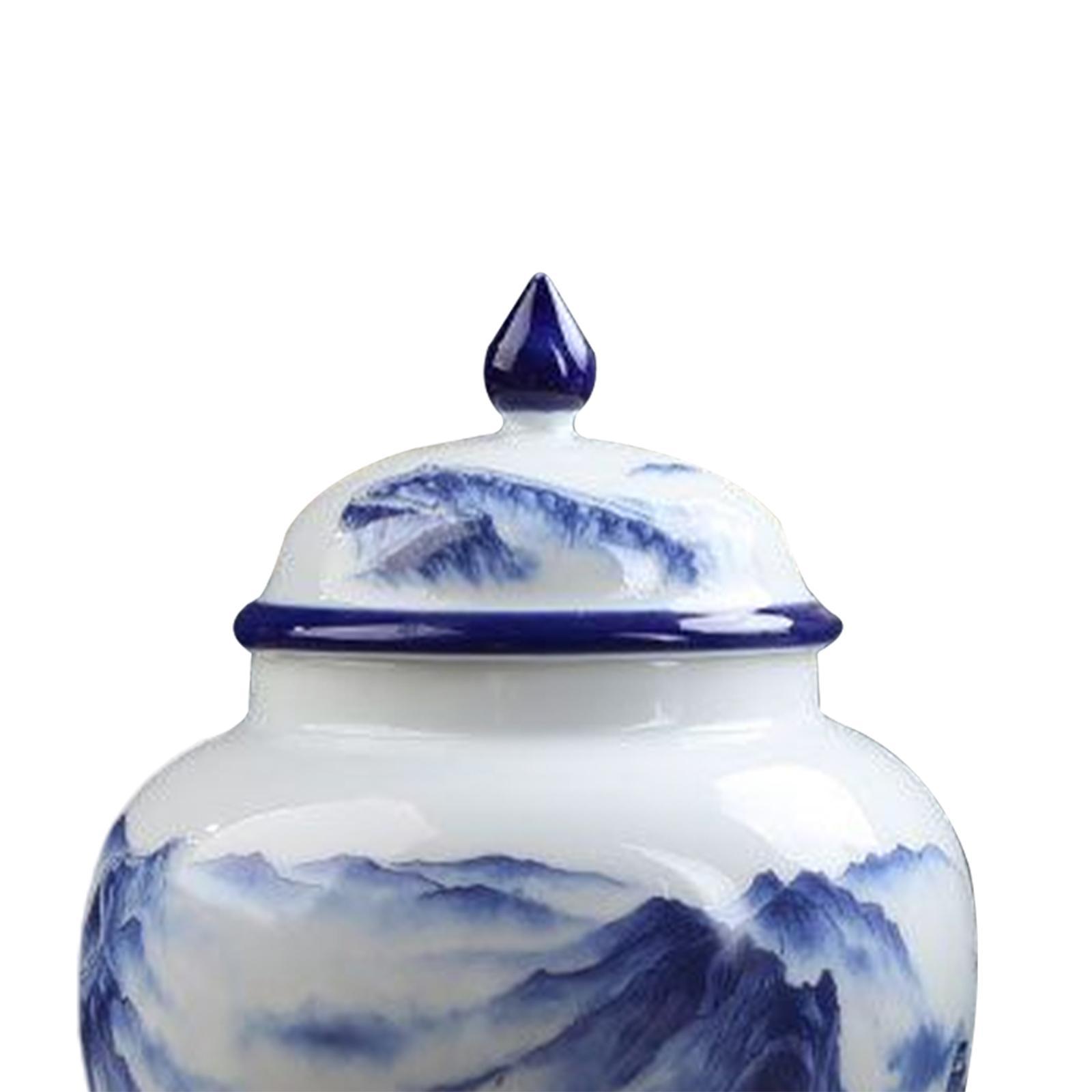 Ancient Chinese Style Ceramic Ginger Jar Storage Jar Can Flower Vase Glazed