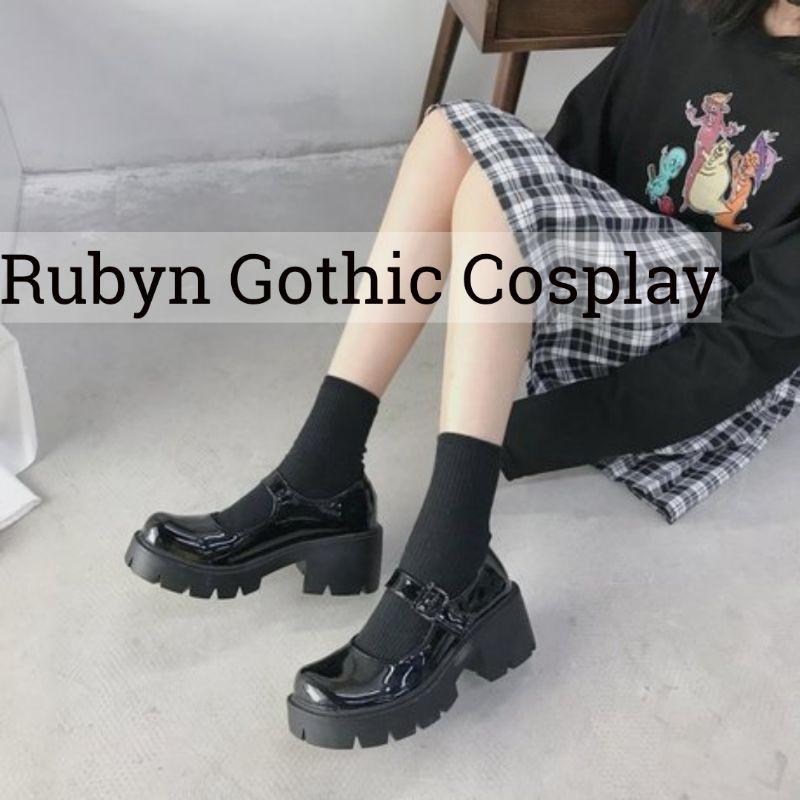 Giày Lolita Oxford đế cao cosplay học sinh Nhật Bản ( BÓNG VÀ NHÁM )