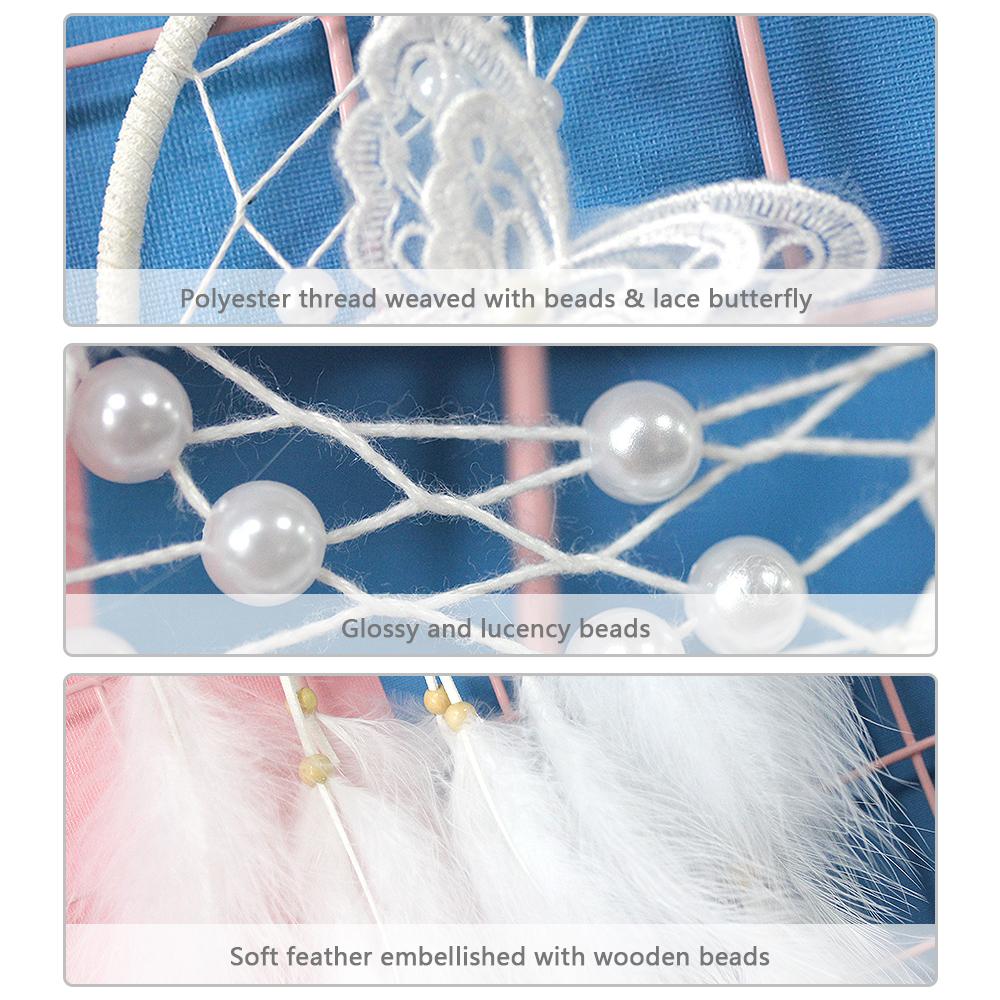 Dream Catchers dệt thủ công thiết kế hình bướm ren lông vũ để trang trí treo tường