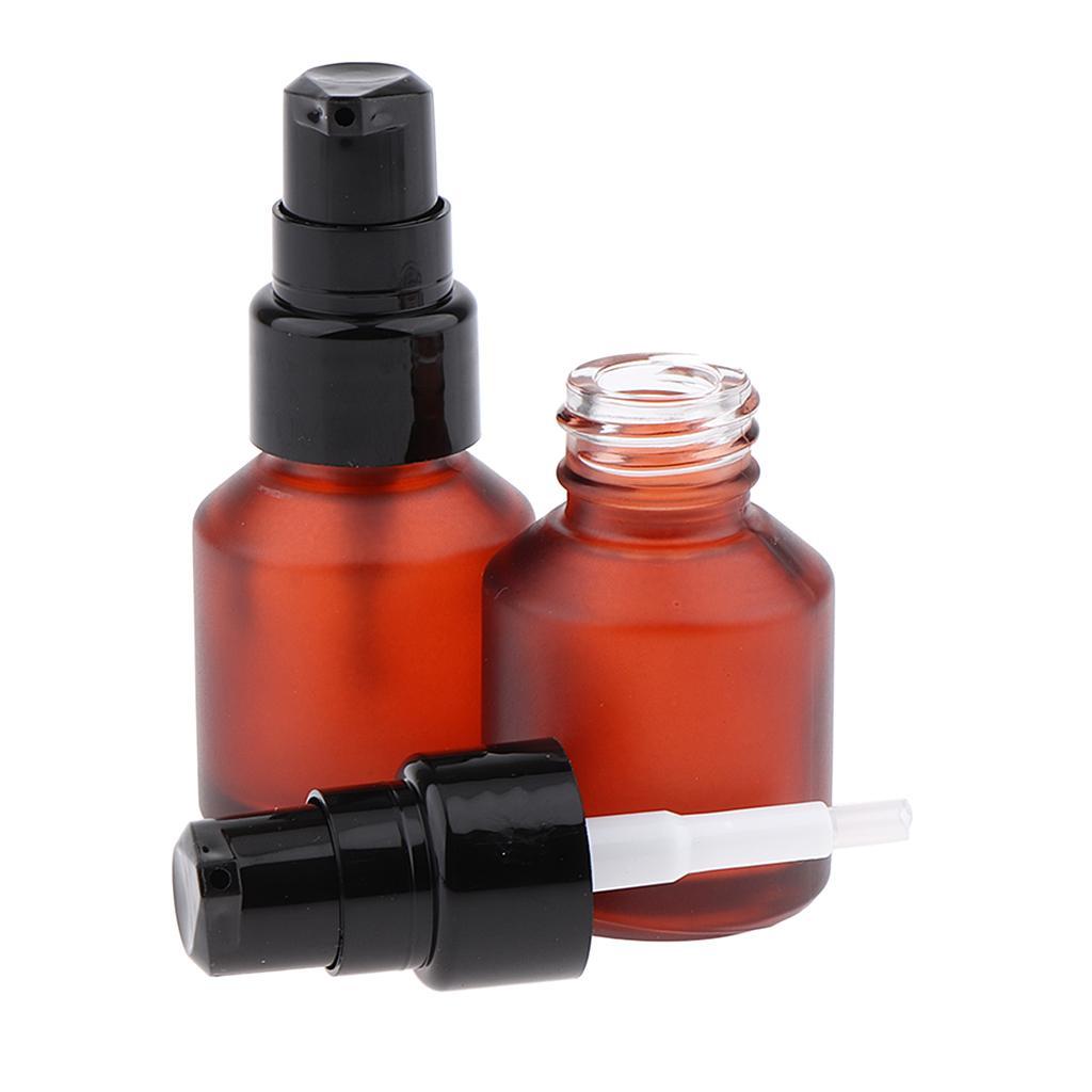 4pcs Empty Spray Pump Bottle Refillable Amber Glass Lotions Bottle 60ml/15ml