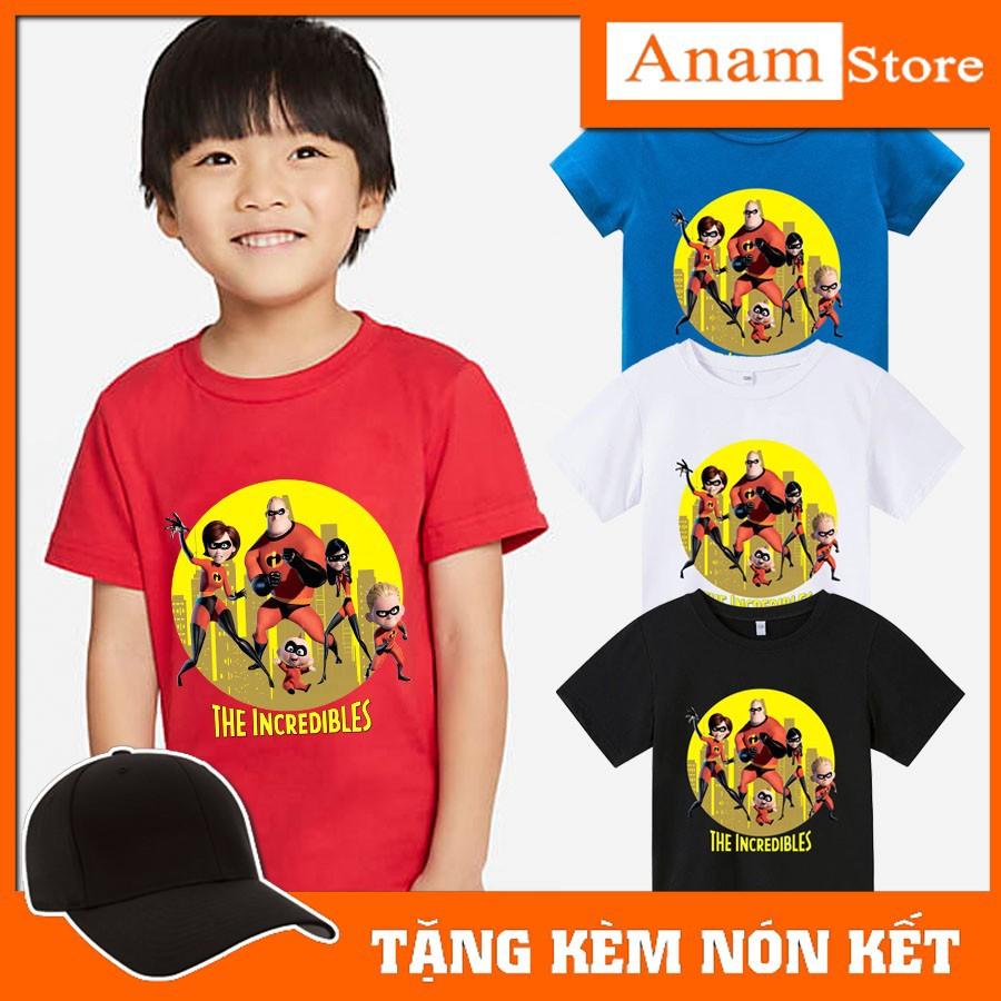 Áo thun trẻ em gia đình siêu nhân, Tặng kèm nón kết, có size người lớn, Anam Store