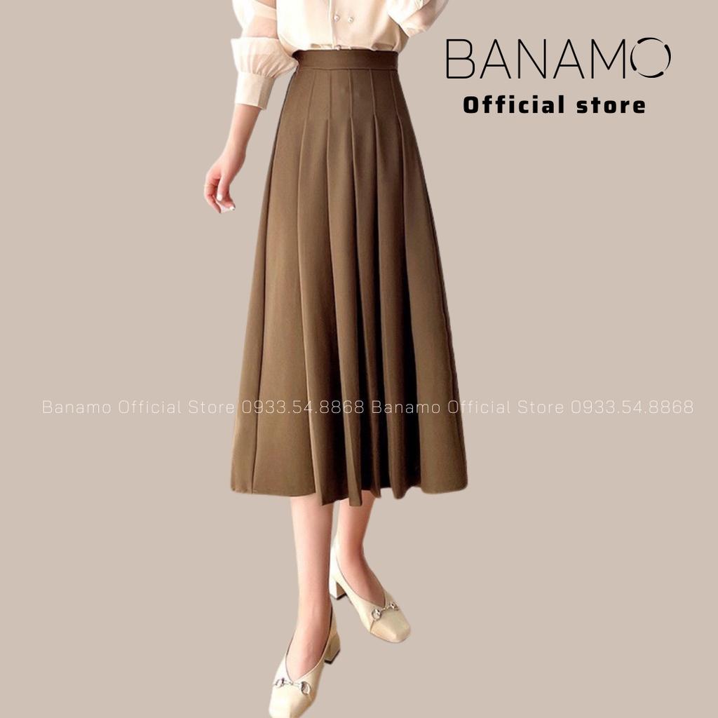 Chân váy xếp ly TENNIS dáng dài xòe Midi công sở qua gối  siêu đẹp thời trang Banamo fashion váy xếp ly  dáng dài 5346