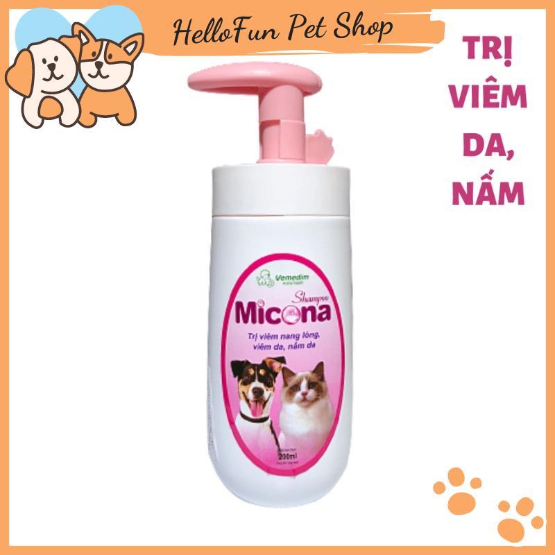 Sữa tắm cho chó mèo viêm nang lông, viêm da, nấm da Micona 200ml