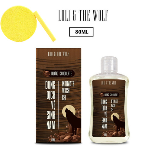 Dung dịch vệ sinh nam hương Chocolate lành tính, dịu nhẹ chai 80ml nhỏ gọn - LOLI &amp; THE WOLF, Tặng Kèm Mút Rửa Mặt