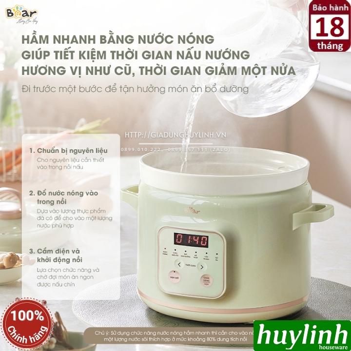 Nồi nấu chậm - nồi tiềm Bear SB-NNC20 - 2 lít - Bản quốc tế - 6 chức năng - Hàng chính hãng