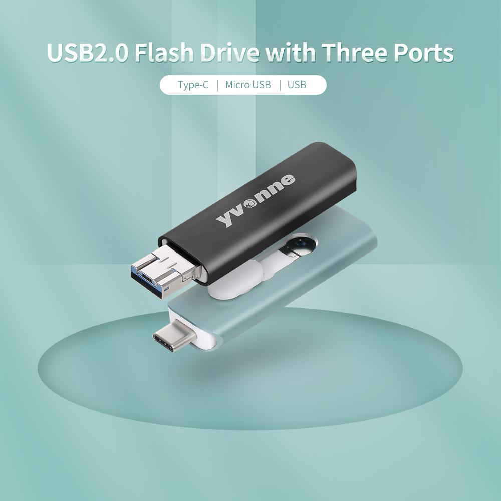 Ổ đĩa flash OTG yvonne Y15D USB2.0 U Disk Telescopic 32GB USB Type-C cho điện thoại di động / PC / máy tính xách tay - 32GB