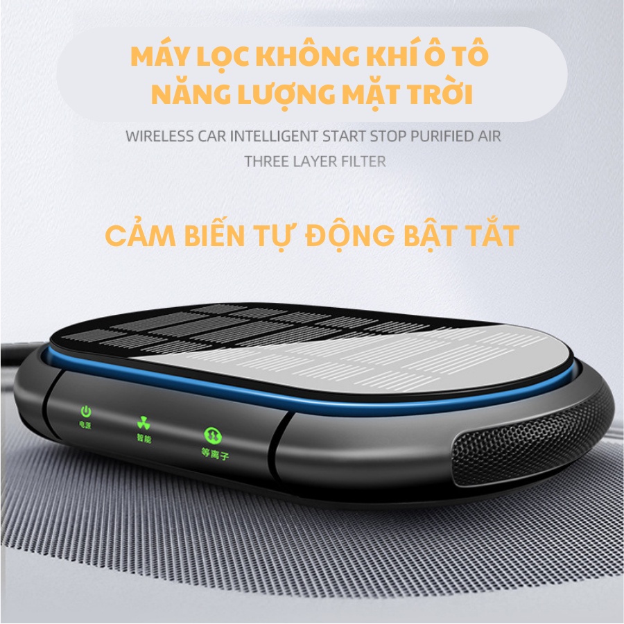 Máy lọc không khí,khử mùi ô tô sử dụng năng lượng mặt trời,bật tắt bằng cảm biến chuyển động ô tô, công nghệ ION Âm