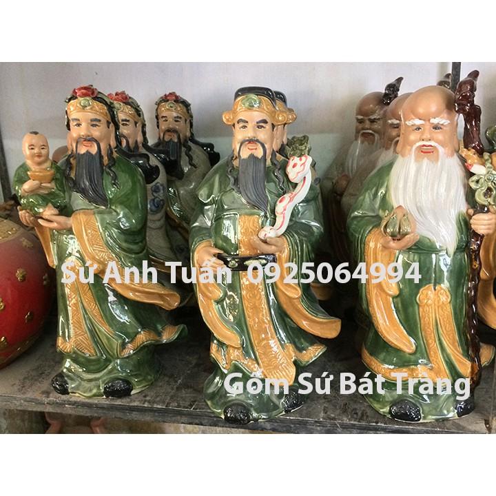 Tượng phúc lộc thọ men ngọc - Gốm sứ bát tràng