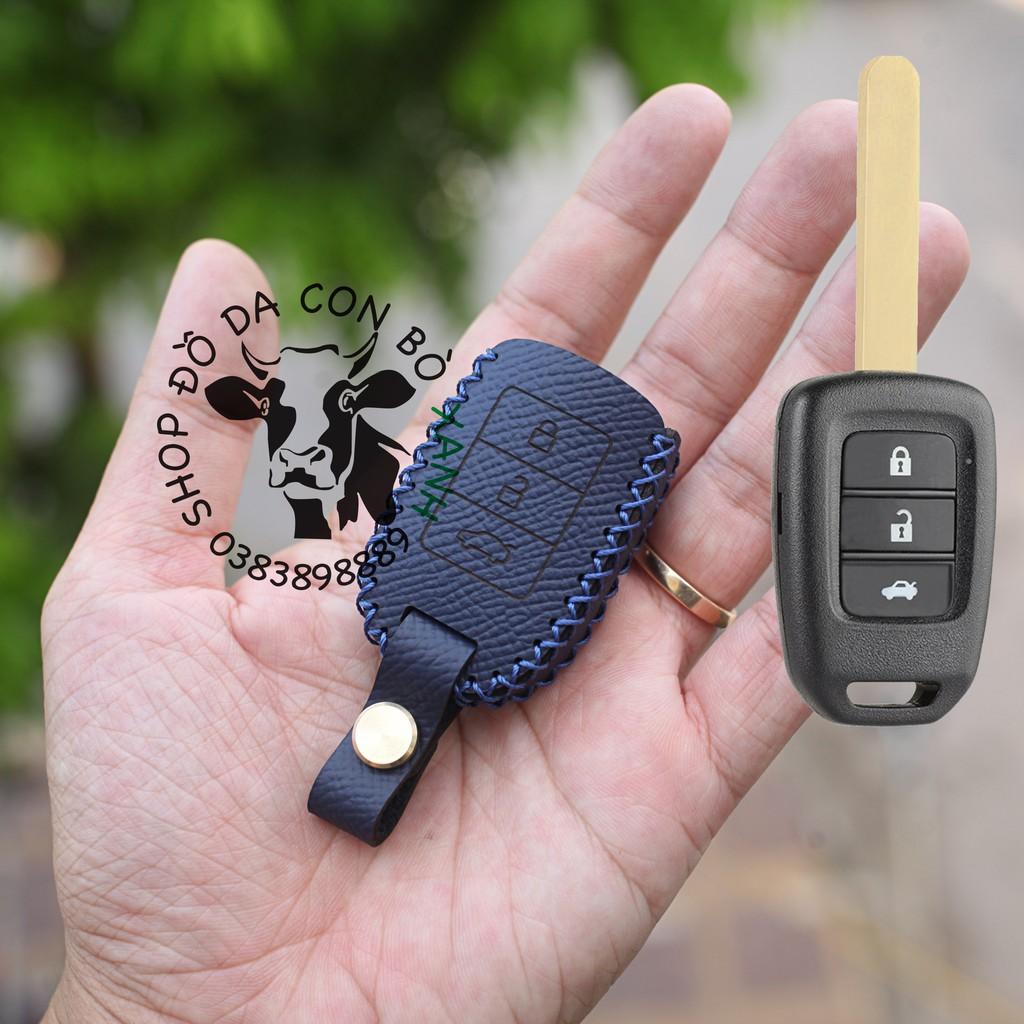 Bao da dành cho chìa khoá Honda Brio, City, Civic 2014-2018 chìa khoá cơ handmade da thật 002