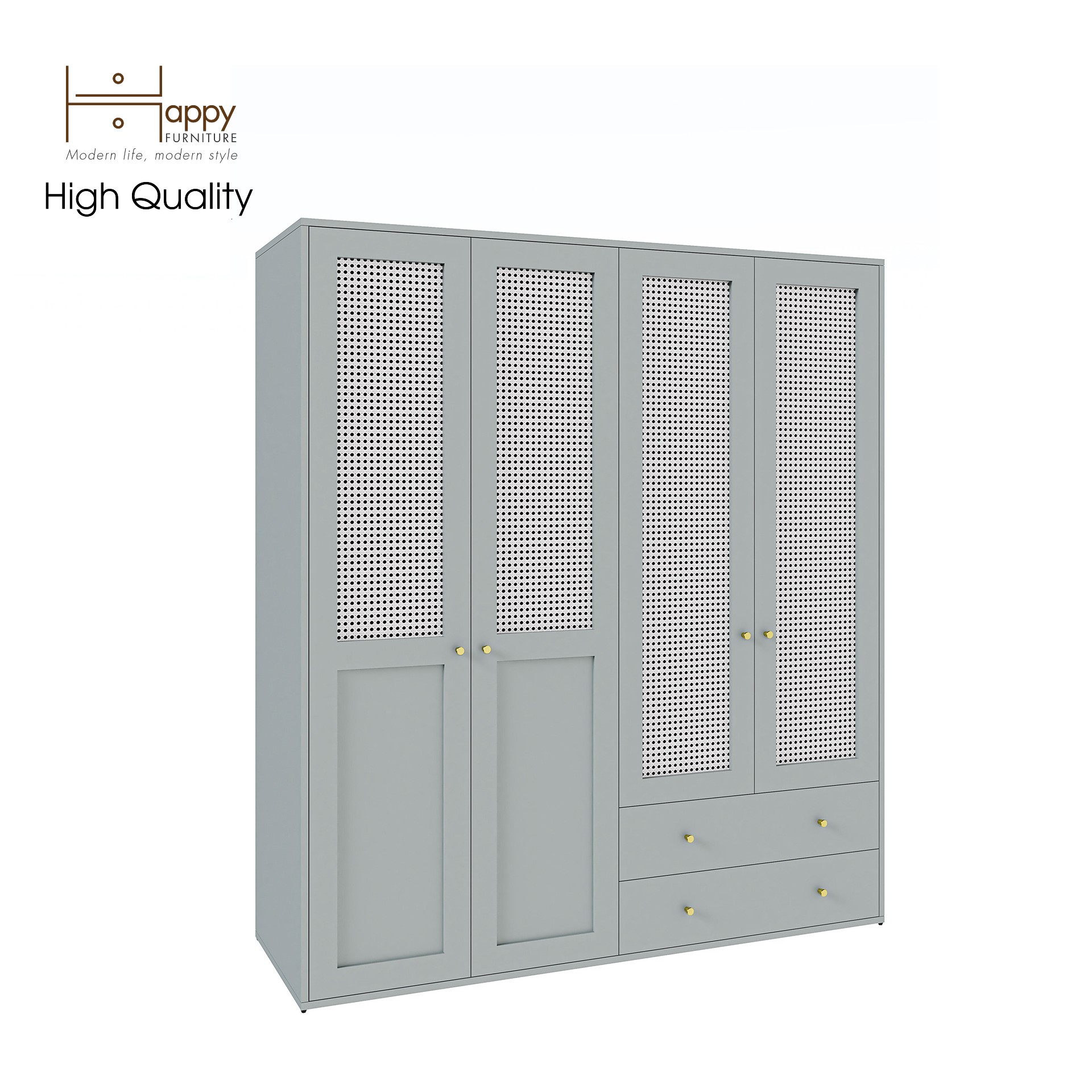 [Happy Home Furniture] ROTAN, Tủ quần áo 4 cửa mở , 160cm x 54cm x 180cm ( DxRxC), TCM_137