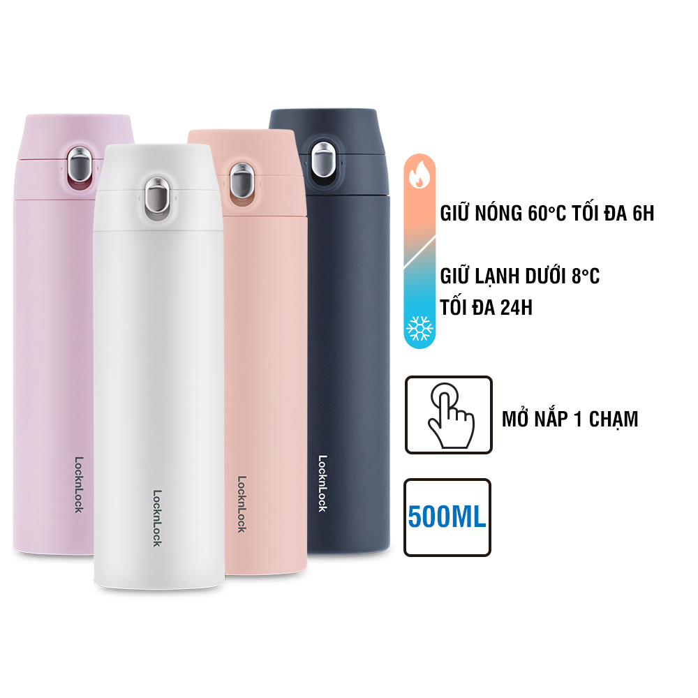 Bình Giữ Nhiệt LocknLock Featherlight One-touch Tumbler màu xanh navy LHC3257NVY 500ml - Hàng chính hãng, nắp bật tiện lợi - JoyMall