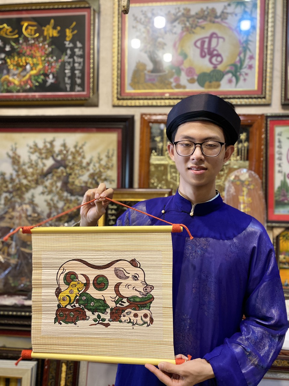 Tranh Dân Gian Đông Hồ Lợn Đàn