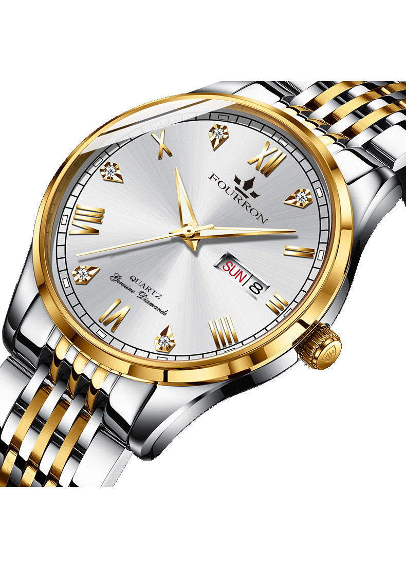 Đồng hồ nam FOuRRON F288 santafe watch 2020 chạy 2 Lịch dây thép không gỉ cao cấp