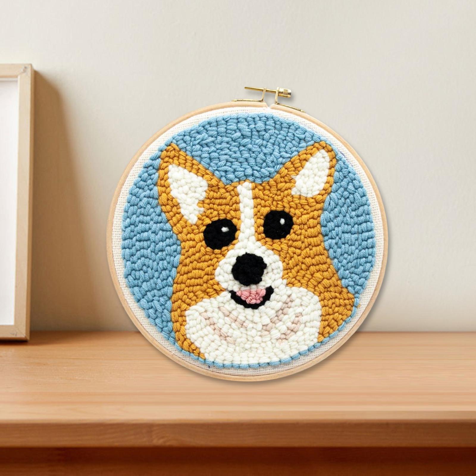 Punch Embroidery Starter Kits Cute Dog DIY Rug Punch Kit DIY Beginner
