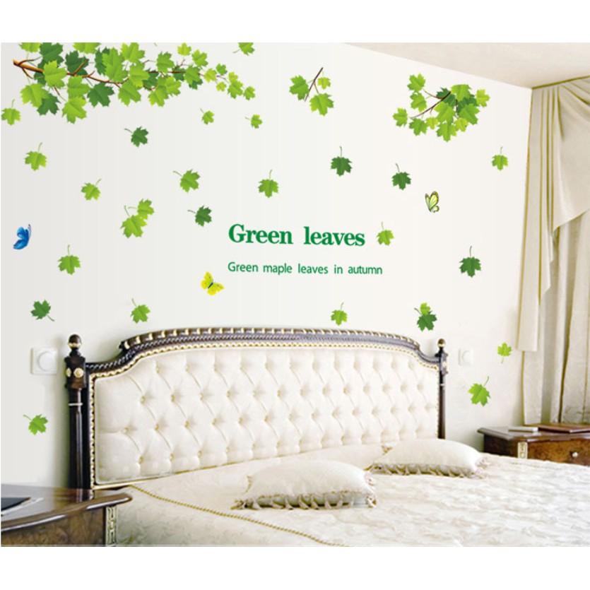 Decal trang trí tường - cành Lá Xanh trần nhà Green leaves