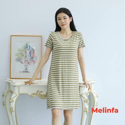 Váy đầm ngủ ngắn tay có đệm ngực vải Modal (gỗ Sồi) mềm mại thoáng mát mặc nhà mùa hè mã VAV0104