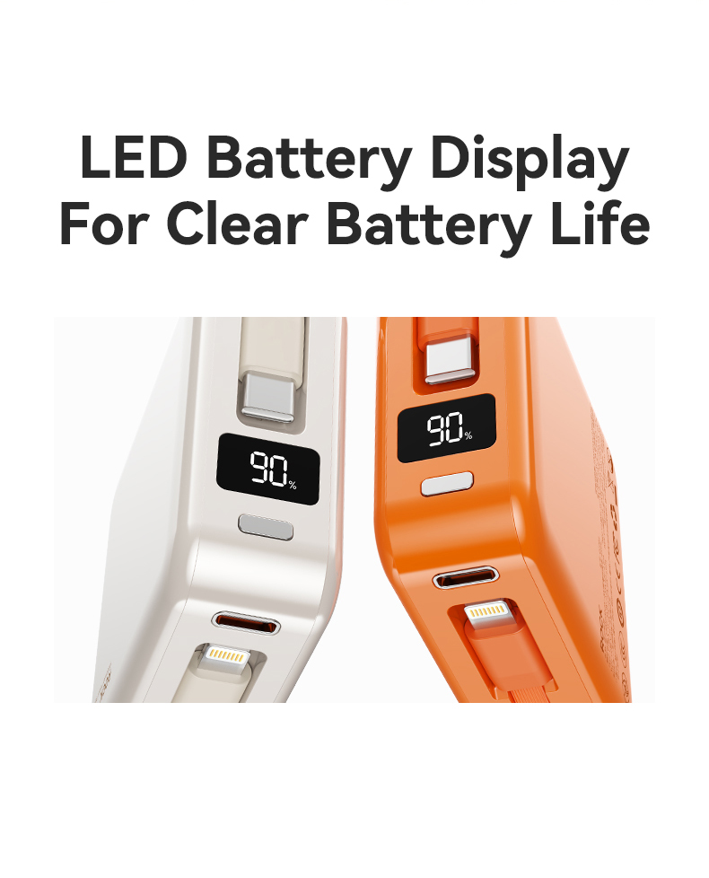 Pin sạc dự phòng 10.000mAh Rockspace P73 sạc nhanh PD 22.5W tích hợp 2 cáp đi kèm - Hàng chính hãng bảo hành 12 tháng