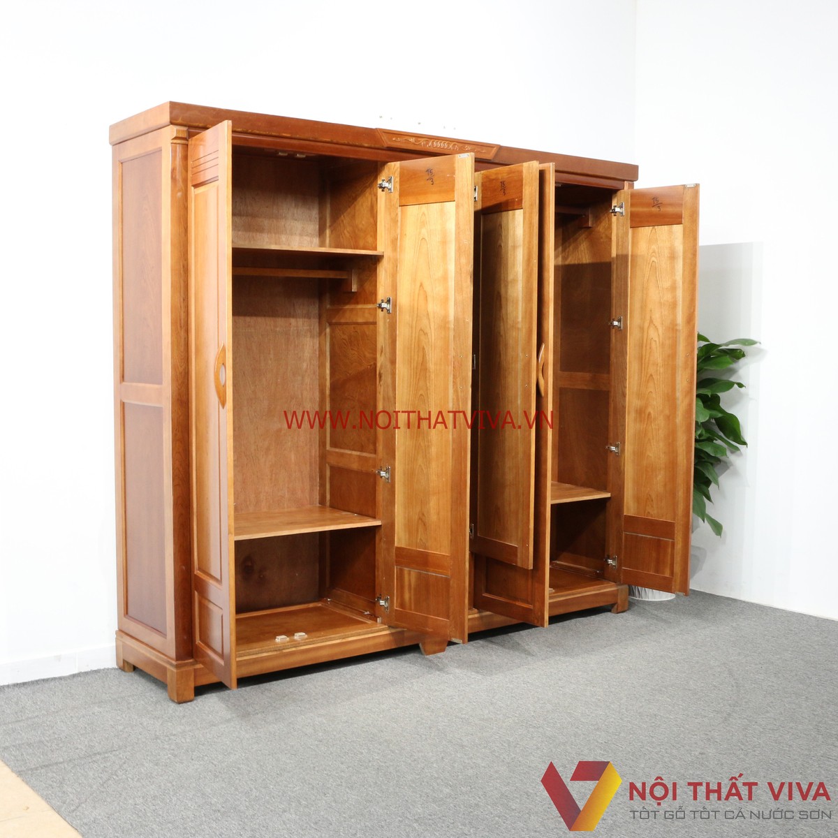 Tủ Quần Áo 5 Cánh Gỗ Xoan Đào Tự Nhiên Bền Đẹp Giá Rẻ
