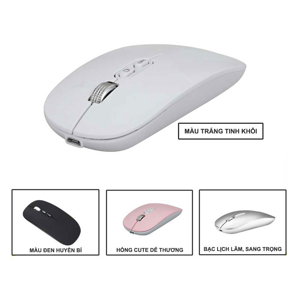 Chuột không dây HXSJ M103B wireless Bluetooth tự sạc pin siêu mỏng không gây tiếng ồn chuyên dùng cho Máy tính, pc, Laptop, Tivi - Hàng chính hãng
