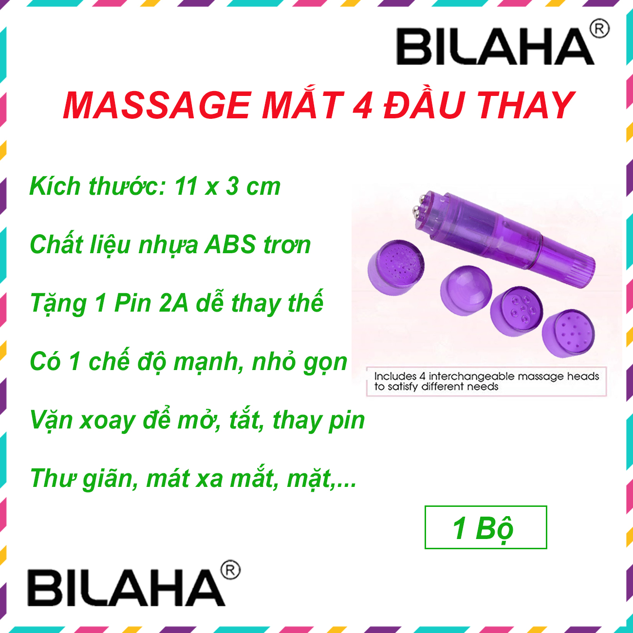 Bút Massage Mắt Mini Cầm Tay Chống Thâm Quầng, Bọng Mắt, Giảm Xoang, Giảm Bọng Mắt (Có Hàng Sẵn) (Hàng Chính Hãng)