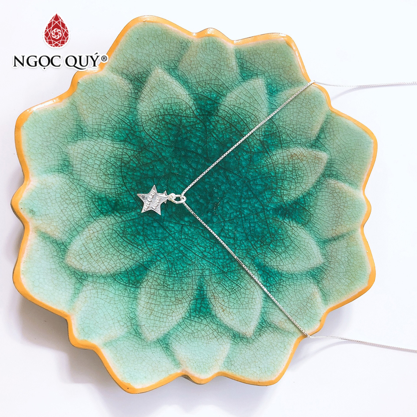 Dây chuyền bạc mặt sao năm cánh có khắc chữ Shine like a star - Ngọc Quý Gemstones