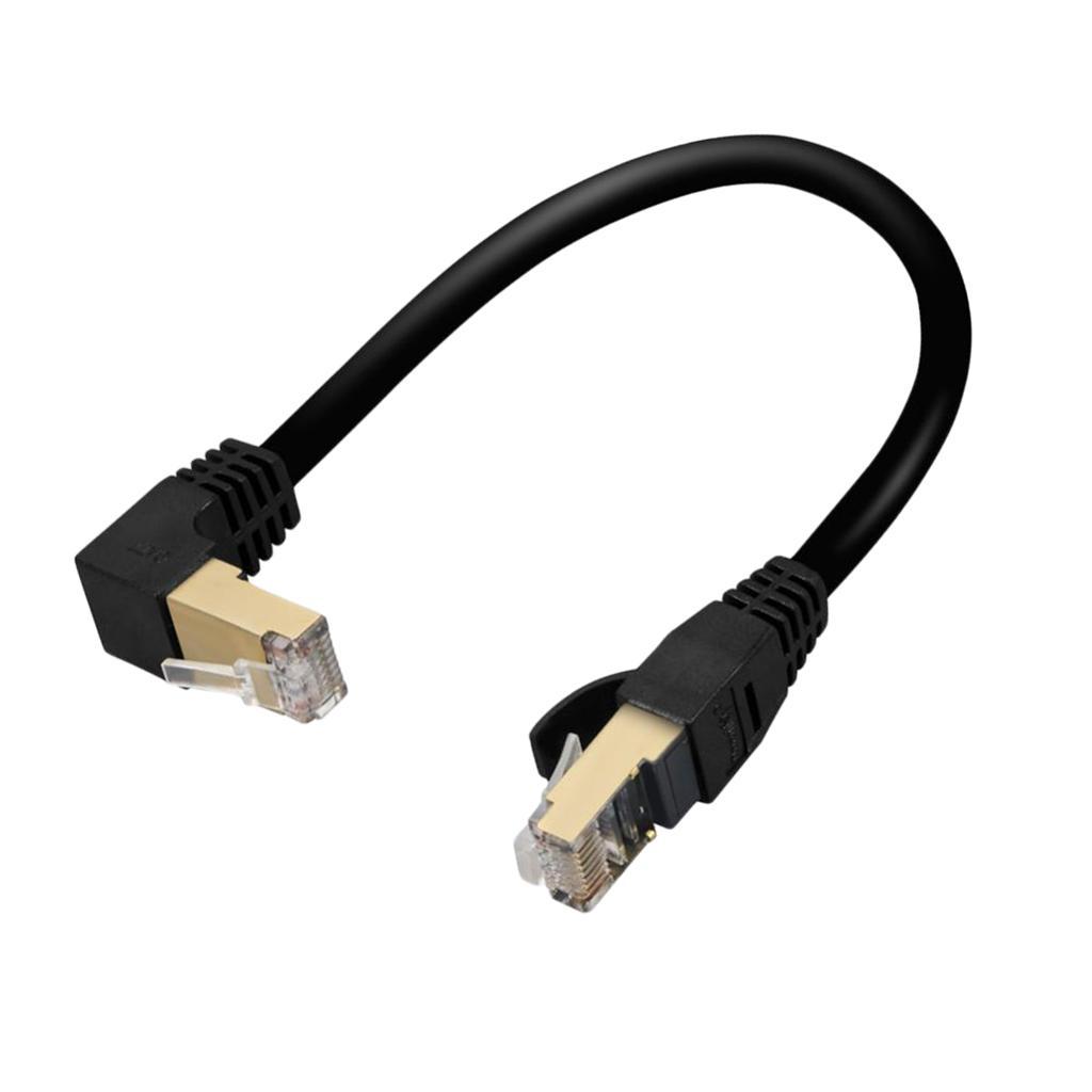 Cat 7 Ethernet Patch Cable Right Angle RJ45 Gigabit Network Cord Black