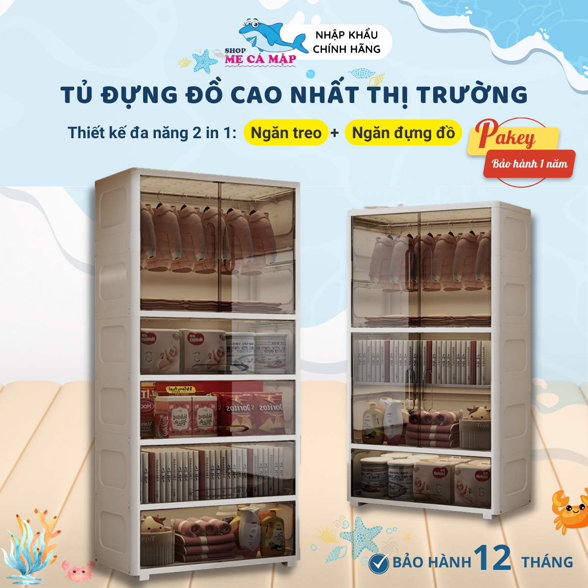 Tủ Nhựa Cho Bé Dày Dặn, Tủ Đựng Đồ Mặt Nhựa Trong Nhiều Ngăn, Tủ Có Bánh Xe Dễ Dàng Di Chuyển- Bảo Hành 1 Năm