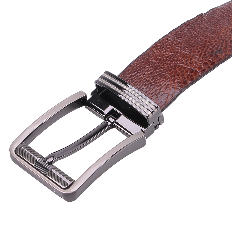 Thắt Lưng Nam Da Đà Điểu Bản Lớn Trơn Đầu Kim Huy Hoàng HT4431 - Nâu Đỏ