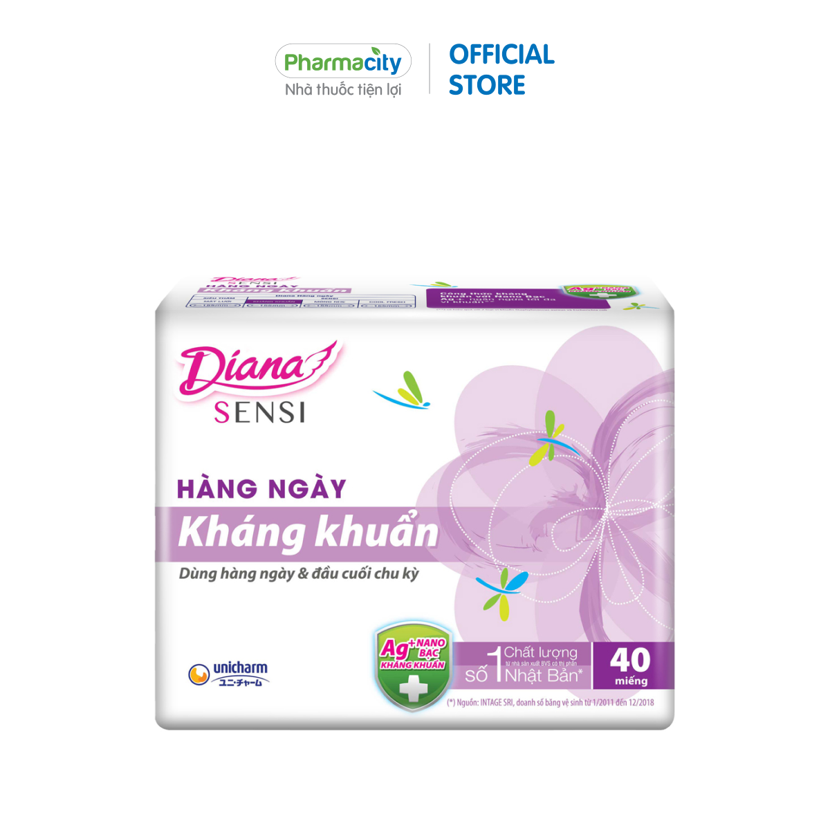 Băng vệ sinh hàng ngày kháng khuẩn Diana Sensi 15.5cm