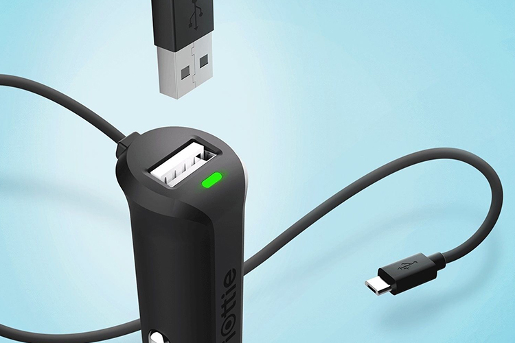 Adapter Sạc Xe Hơi Sạc Điện Thoại Trên Ô Tô iOttie RapidVolt Mini USB Tích Hợp Đầu Sạc Micro USB - Hàng Chính Hãng