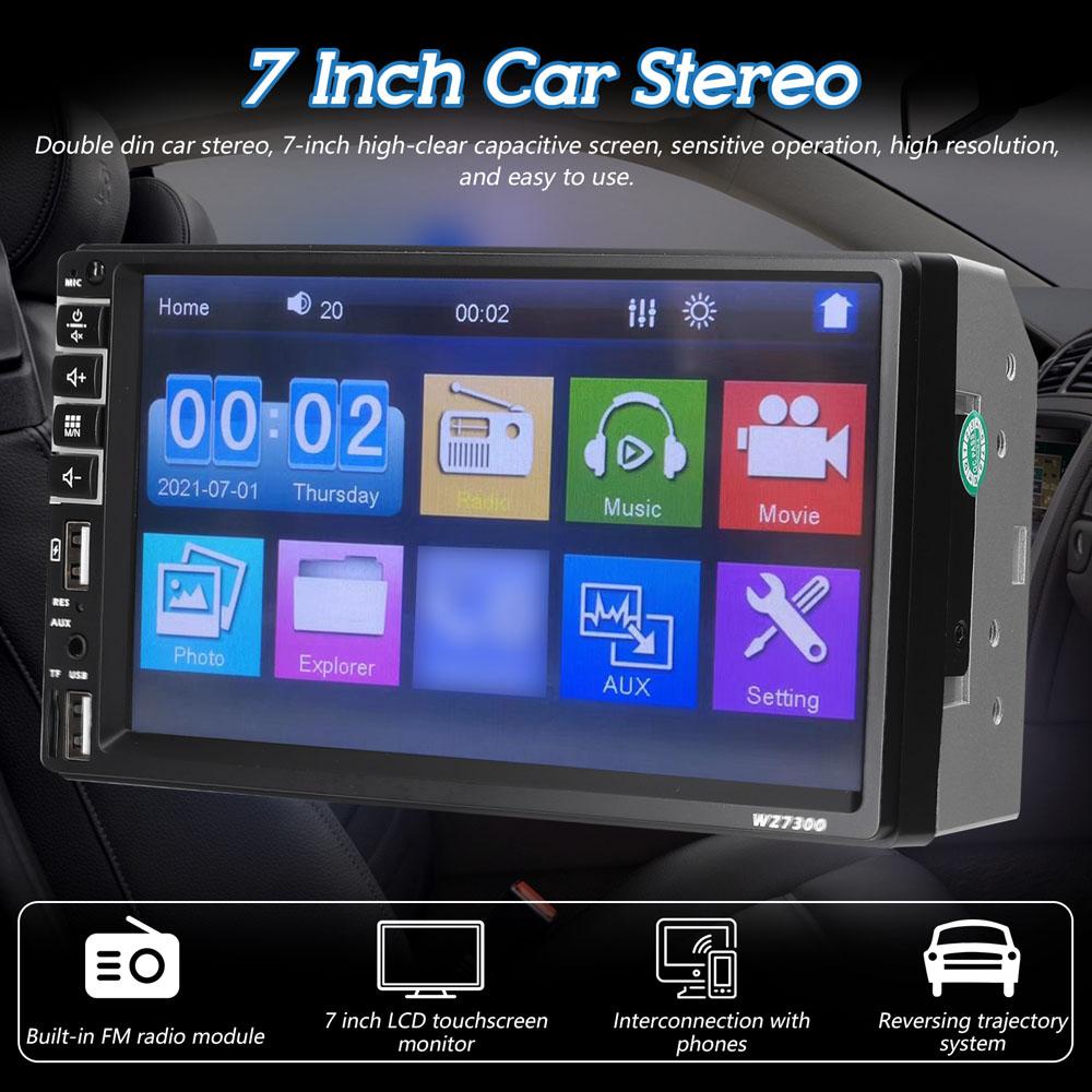 Double Din Car Stereo 7 Inch LCD Touchscreen Monitor BT MP5 Player FM Car Radio Receiver Support TF/USB/AUX-IN Mobile
