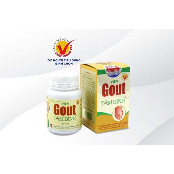 VIÊN GOUT TÂM BÌNH - GIẢM VÀ NGĂN NGỪA GOUT - CHAI 60 VIÊN