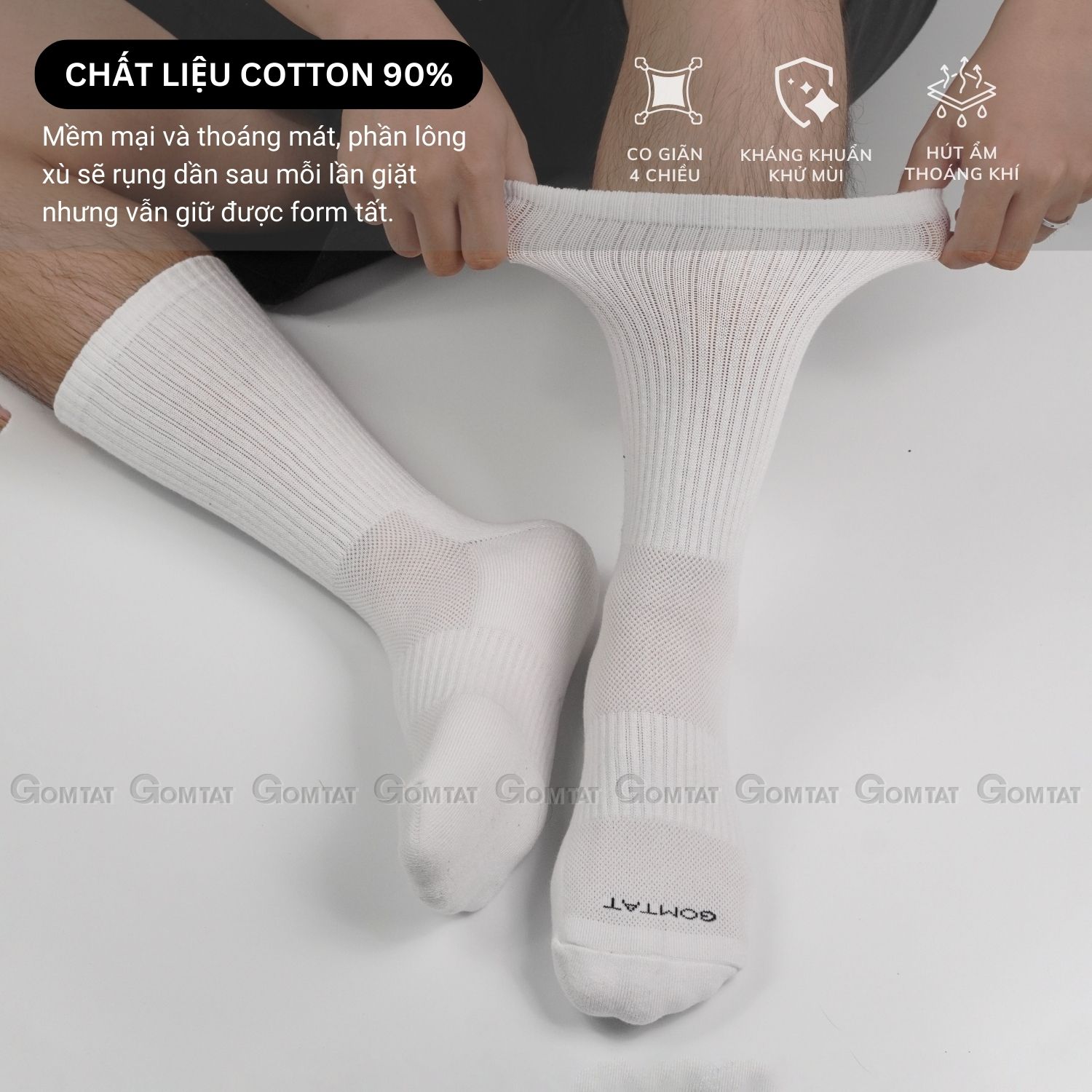 Combo 10 đôi tất nam nữ cao cổ GOMTAT, chất liệu cotton cao cấp, có đệm lót xù êm chân, giữ ấm - NGAN-STA-5009-CAO-CB10