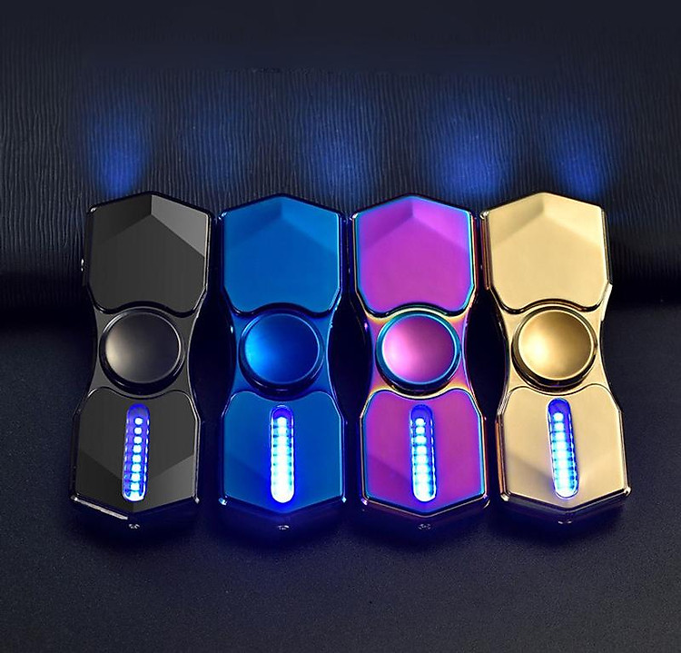 Vỏ Hột Quẹt Bật Lửa Hồng Ngoại Kiêm Đèn Pin Sạc Điện USB Kiểu Dáng Con Quay Spinner Tạo 12 Hiệu Ứng Đèn LED