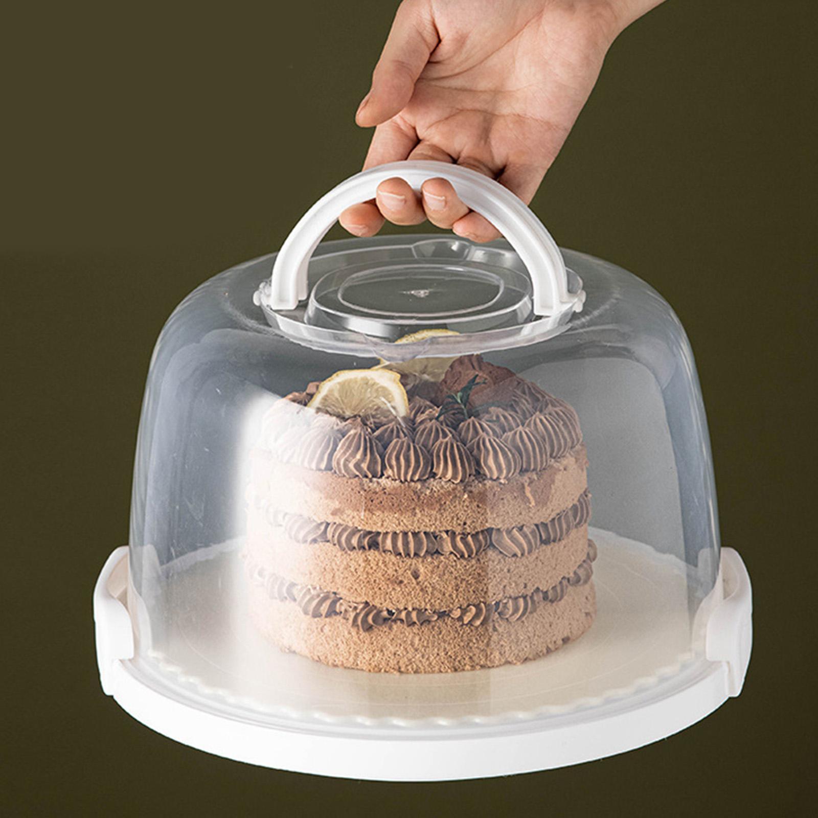 Portable Round Cake Carrier Transparent Cupcake Delivery Box for Dessert