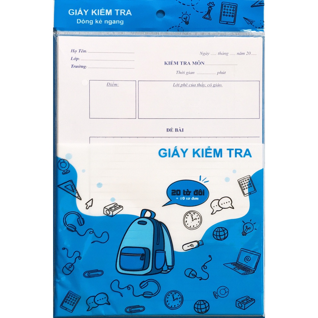 Sách - Combo 5 tập giấy kiểm tra kẻ ngang vỏ vàng - ndbooks