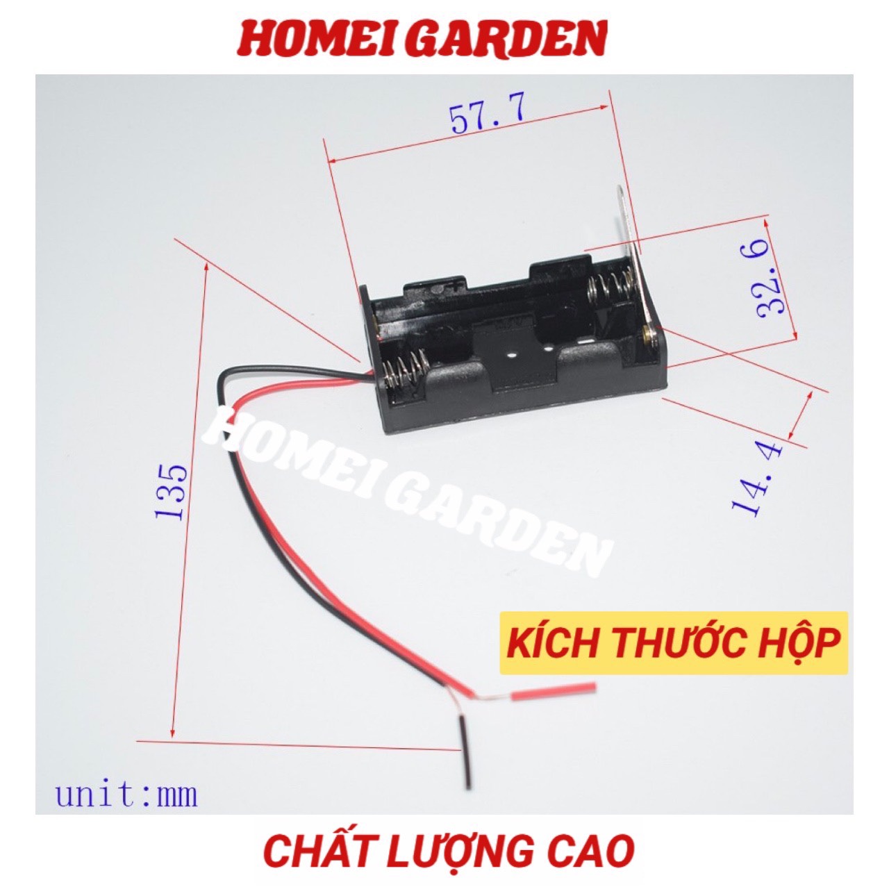 Đế 2 pin AA hộp đựng pin tiểu hàng chất lượng cao - HM0019