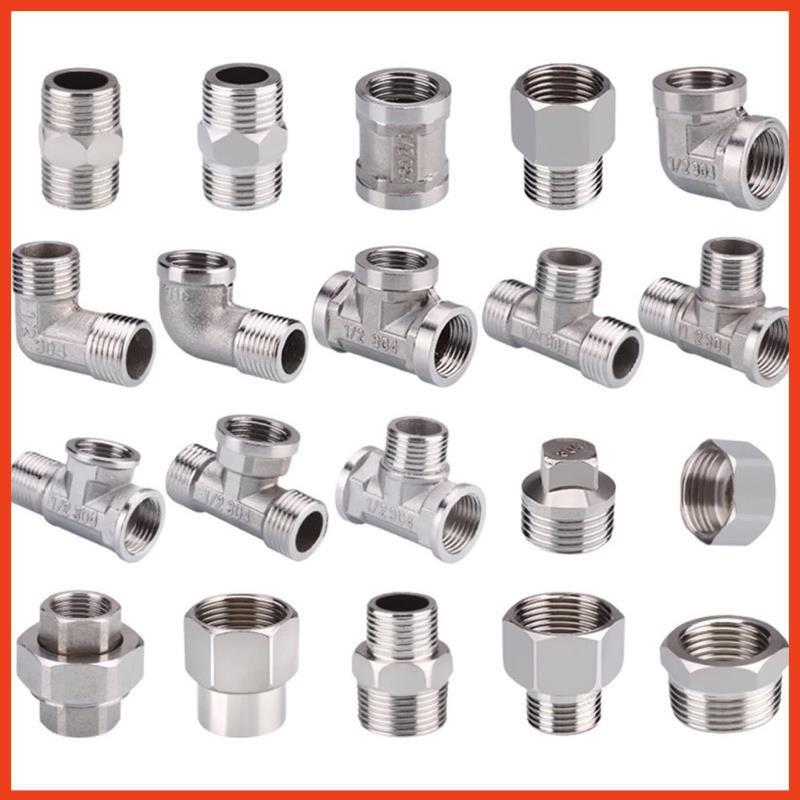 Đầu nối ren inox 1/2  3/4  kép lơ cả rá măng sông nối ren ống nước - Inox bóng .