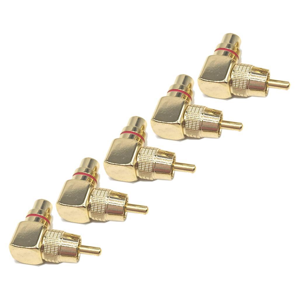 5PCS Right Angle RCA AV Audio Video Cable Adapter Connector Male To Female