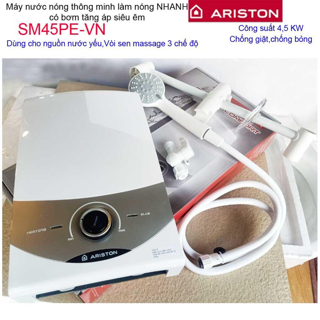 Máy nước nóng Ariston, máy nước nóng trực tiếp có bơm Ariston Aures SM45PE