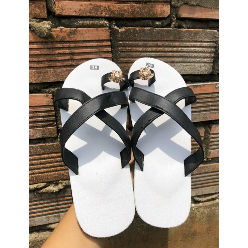 Dép xỏ ngón chéo đen nữ sandal đồng nai