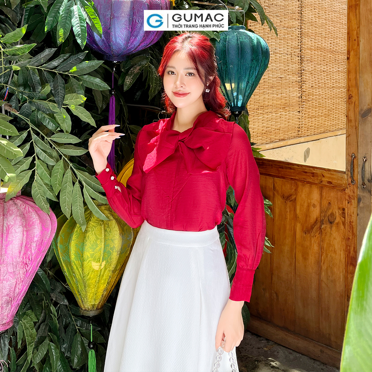 Áo kiểu xếp nơ GUMAC AD05085