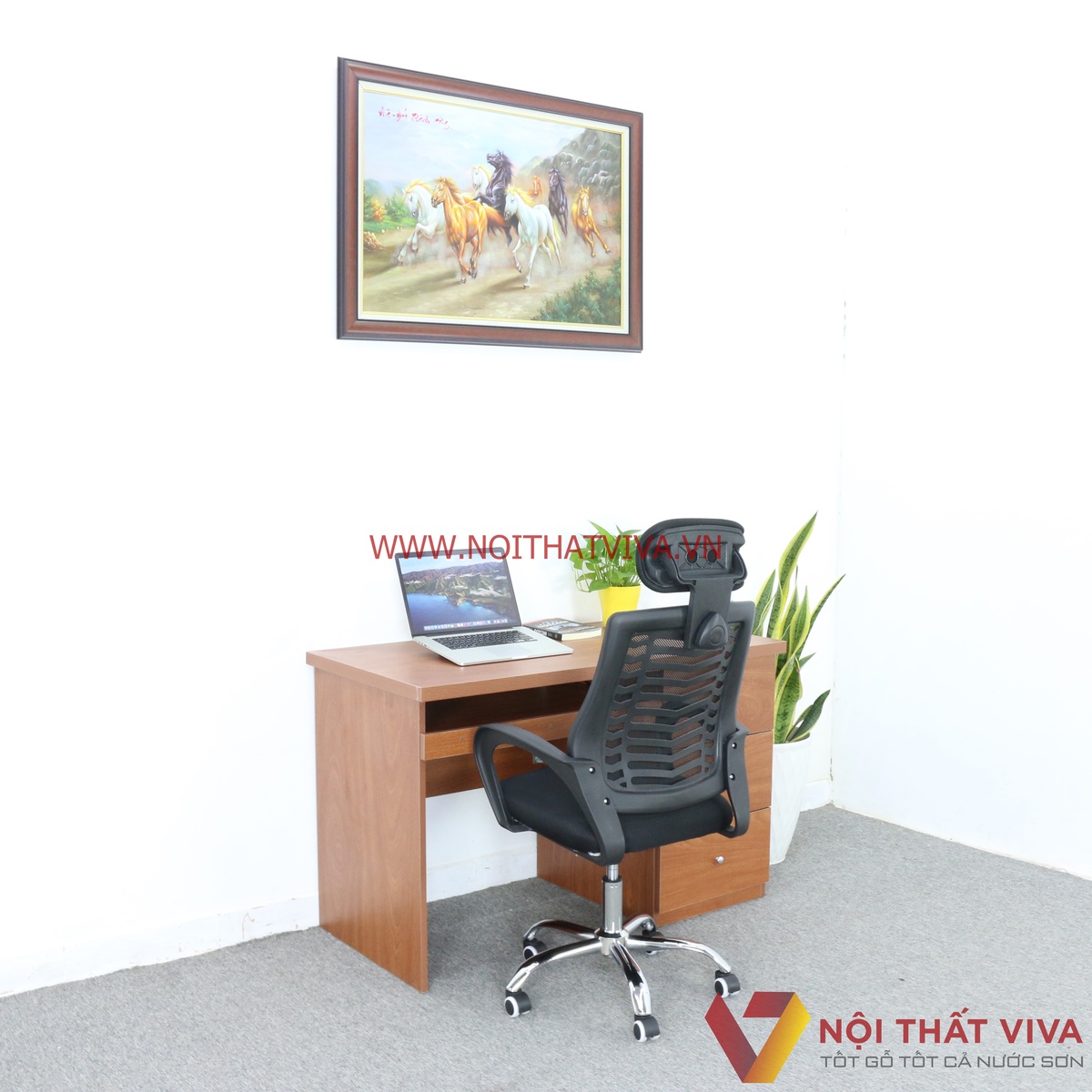Bàn Làm Việc Gỗ MDF Melamine Màu Xoan Đào Đẹp Giá Rẻ