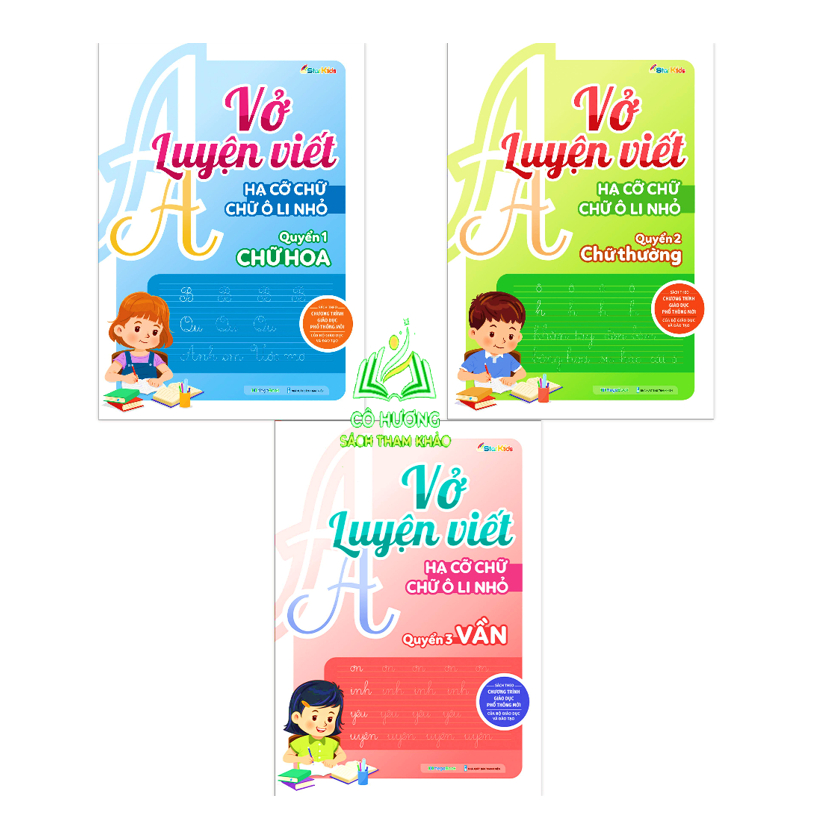 Sách - Combo Vở luyện viết hạ cỡ chữ - chữ ô li nhỏ - vần, chữ hoa, chữ thường