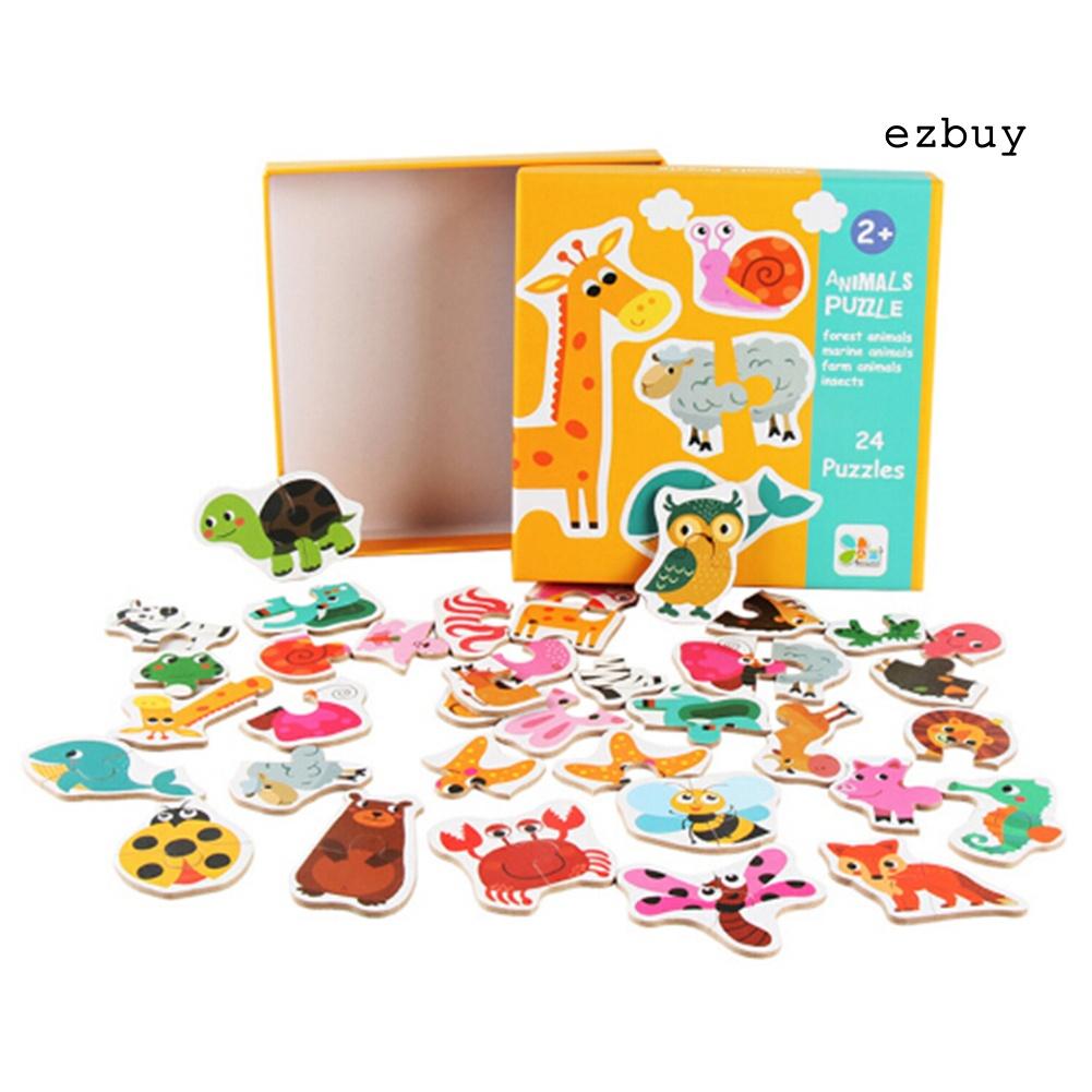 EY-24Pcs/Set Children Matching Puzzle Game Animal Cognition Kids Educational Toy