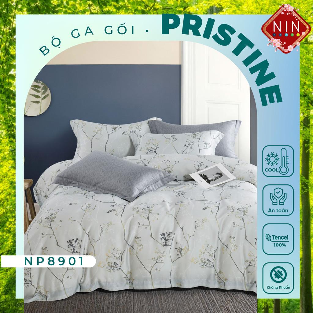 [LỤA TENCEL SIÊU MÁT LẠNH] Bộ 5 món ga gối Tencel Pristine NP8901 nhiều size 100% tencel 80s chính hãng 1m2x2m, 1m4x2m, 1m6x2m, 1m8x2m, 2mx2m2