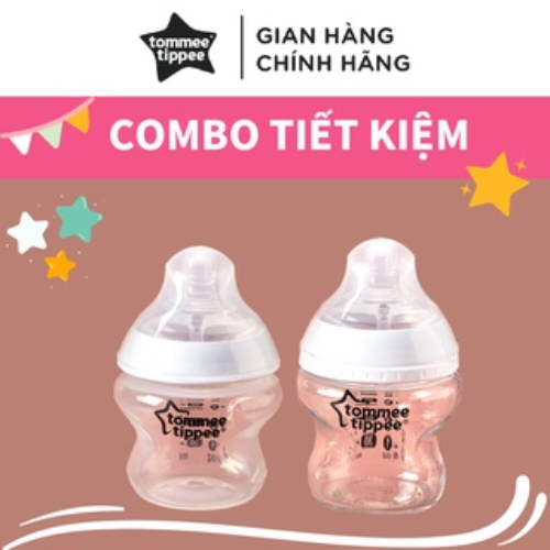 COMBO Bình sữa thuỷ tinh ty siêu mềm tự nhiên Tommee Tippee 150ml &amp; Bình sữa ty siêu mềm tự nhiên Tommee Tippee 150ml