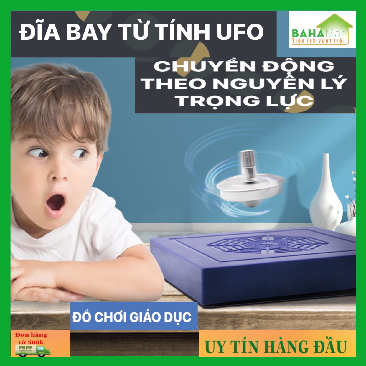 ĐĨA BAY TỪ TÍNH CHUYỂN ĐỘNG THEO NGUYÊN LÝ TRỌNG LỰC - ĐỒ CHƠI GIÁO DỤC &quot;BAHAMAR&quot; thiết kế dựa trên các nguyên tắc vật lý, từ trường và cố định trục con quay hồi chuyển lý thuyết.