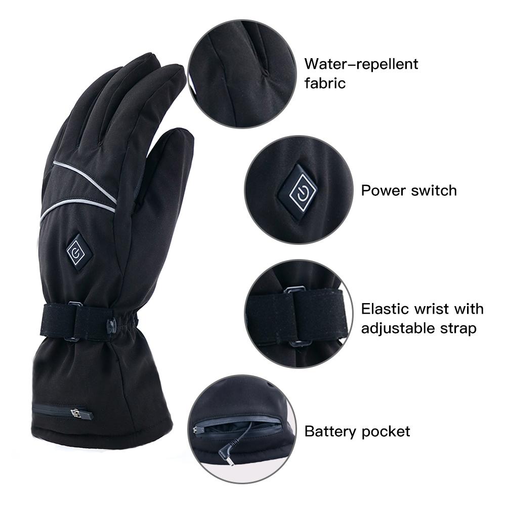 Electric Heated Gloves for Men and Women Water-resistant Winter Warm Touchscreen Gloves Outdoor Sport Gloves Mittens for Skiing Motorcycling Biking Running Fishing